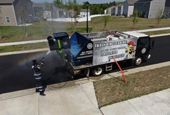 Cleaning and disinfecting trash bins